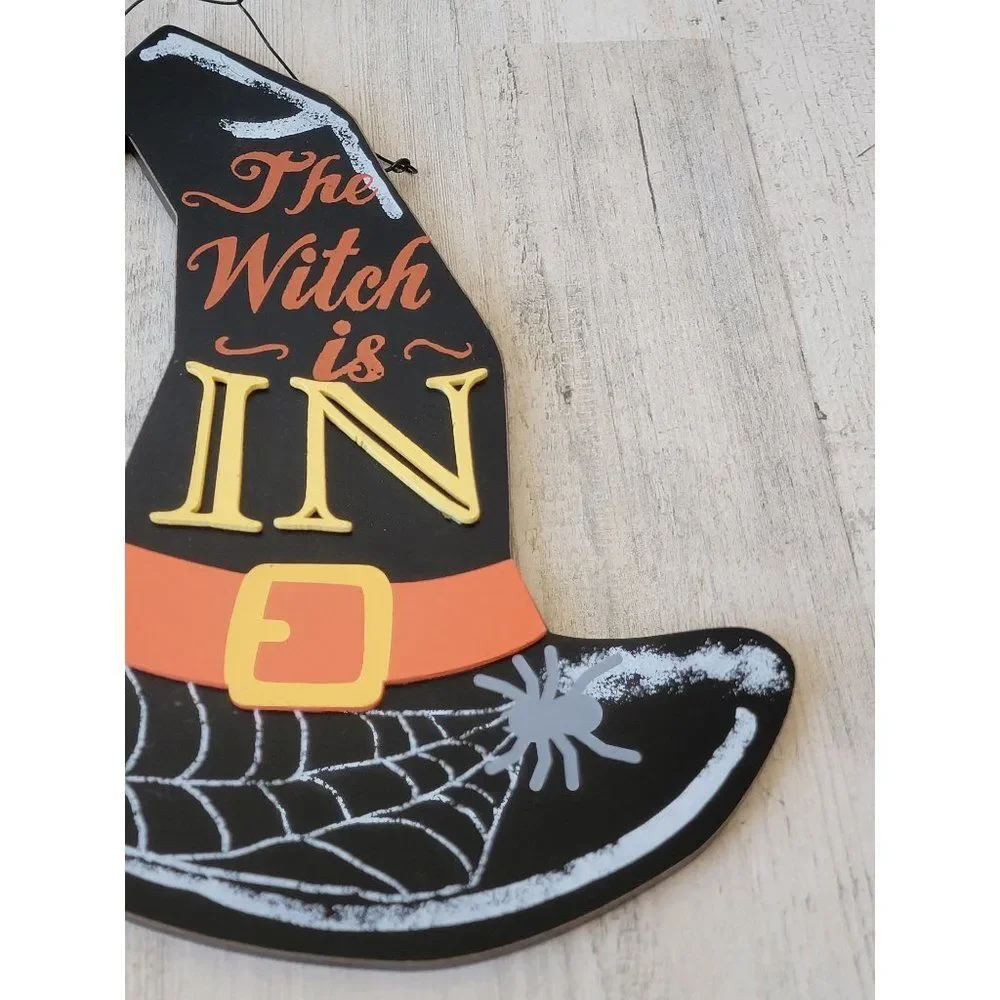 Halloween the witches in hat sign‎ spider web home decor